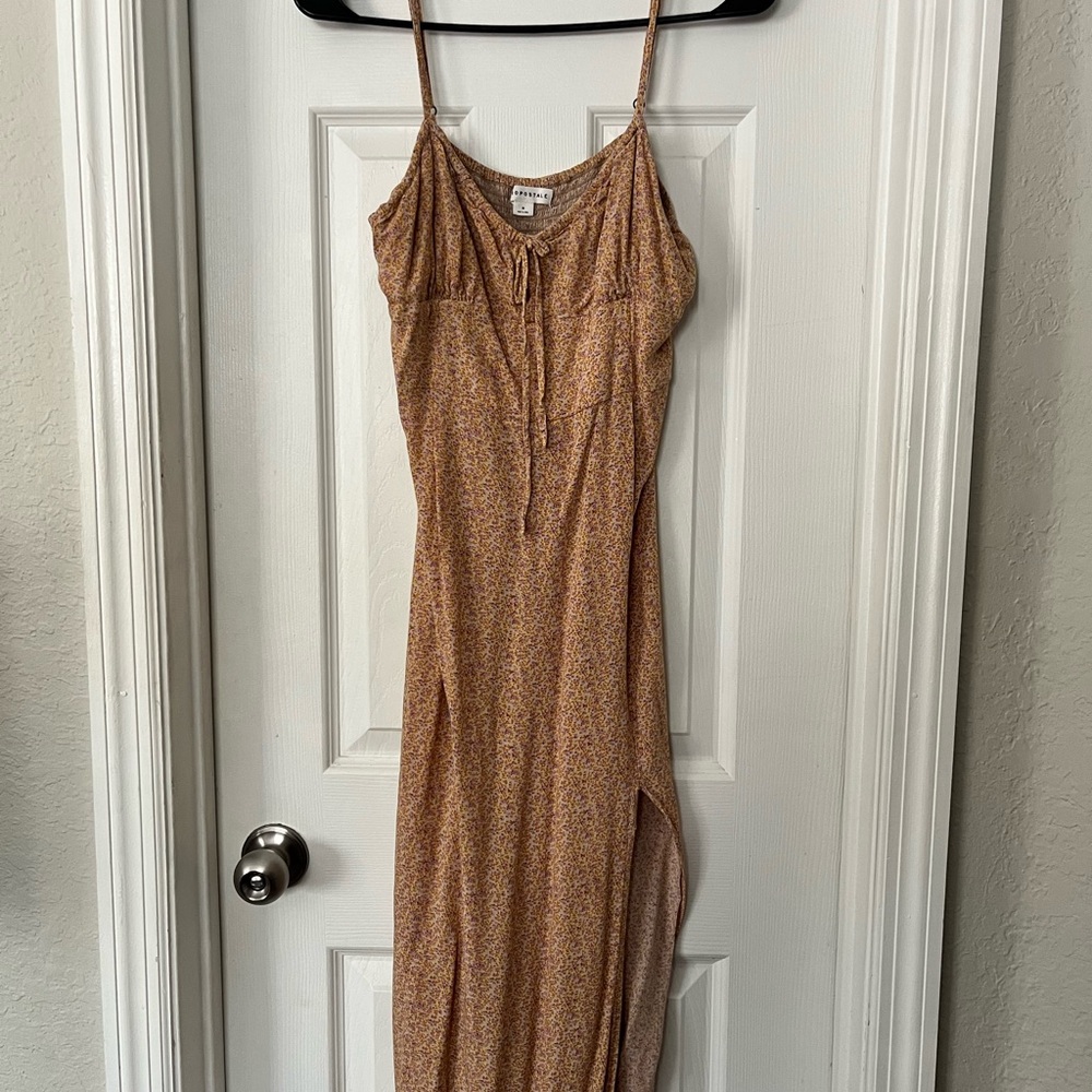 Aeropostale Tan Floral Midi Dress